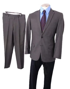42L Herren Anzug Jos A Bank Metro Slim Fit Grau Tiny Tooth Wollhose 34x33 - Bild 1 von 24