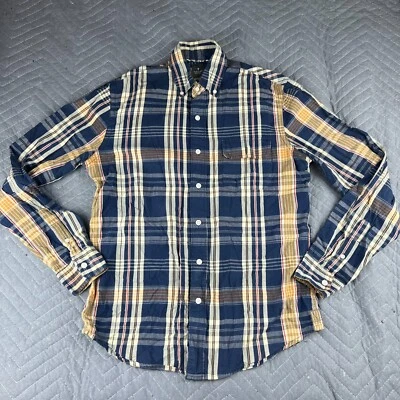 Hawkings McGill Shirt Adult Small Plaid Button Up Pocket Long Sleeve Blue Mens - Image 1 of 4