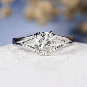 1.20ct Round Cut G VS2 Lab Grown Diamond Wedding Anniversary Ring 14K White Gold - Picture 1 of 11