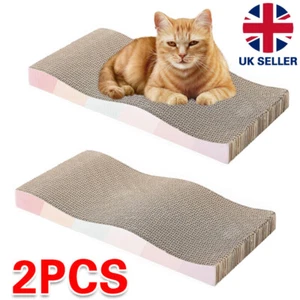 2 Pack Cat Scratching Board Cat Scratcher Pet Toy Cardboard Scratch Pad Mat - Picture 1 of 9