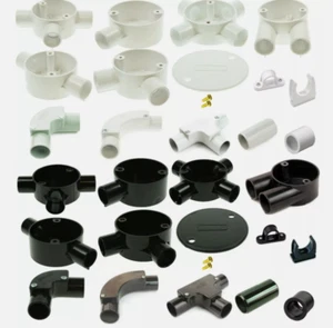 VAT INC - 20mm Conducto Negro Blanco PVC Tee Box Mujer Hombre Acoplador Tapa Sillín - Imagen 1 de 14