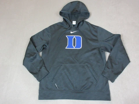 Duke Blue Devils Hoodie Mens Large Black Gray Blue Pullover Nike Therma Fit Top Cover