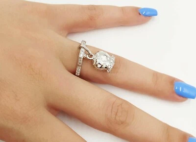 CAMPANELLA TRAFORATA COLORE BIANCO E ZIRCONI BIANCHI IN ARGENTO 925 RODIATO - Immagine 1 di 3