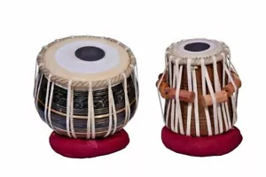 Brass Tabla Set Black Polish Sheesham Wood Dayan Musical Instrument With Bag - Picture 1 of 9