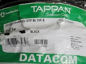 Southwire/Tappan 57157945 24/4P Cat5E Direct Burial Network Cable Black /100ft - Picture 1 of 6