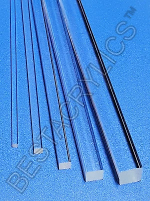 8 PIEZAS 1/8” x 1/8” x 12” PULGADAS LARGO CUADRADO ACRÍLICO TRANSPARENTE PLEXIGLÁS LUCITE VARILLA .125 Foto 1 de 2