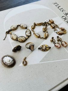Vintage ALL Carved Shell Cameo Jewelry Lot 12k - 14k Gold Filled - NO RESERVE - Picture 1 of 5