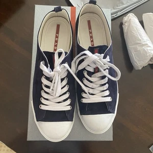 Prada Sport Sneakers Blue Suede Size 10 Men's w/ Box - Picture 1 of 8
