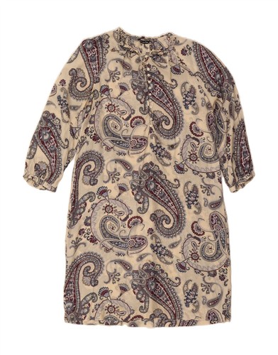 OFF WHITE MASSIMO DUTTI abito donna tubino manica 3 4 EU 36 XS bianco sporco paisley BH10