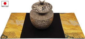 Traditionelle japanische Brokat Vase Matte Kimono Stoff Tischdeko Gold Unkai - Bild 1 von 5