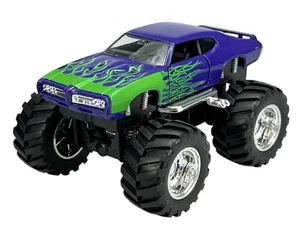 WELLY MONSTER TRUCK 1969 PONTIAC GTO PURPLE 1:34 DIE CAST METAL MODEL NEW IN BOX - Picture 1 of 7