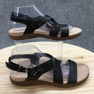 Sandalias Easy Spirit para mujer 9,5 M Marlis con cordones de cuero negro informales planas NUEVAS - Imagen 1 de 15