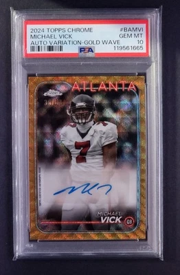 2024 Topps Chrome Auto VARIATION Gold Wave Refractor Prism MICHAEL VICK /50 - Image 1 of 2