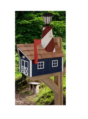 Buzón Amish - Hecho a mano - Con faro solar - Madera - Con agitador de cedro Foto 1 de 4