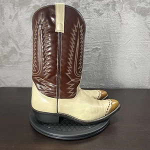 Laredo Herren Größe 11D Cowboystiefel Lea Vamp Fox zweifarbig Knochen Eidechsenspitze - Bild 1 von 13