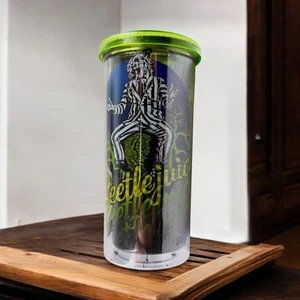 BEETLEJUICE Double Wall TRAVEL TUMBLER CUP BPA Bugs Spider Skull Retro 80s Movie - Picture 1 of 24