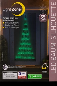 LightZone LED Baum-Silhouette Lichterketten für Außen (Grün/Multicolor 55 LEDs) - Bild 1 von 4
