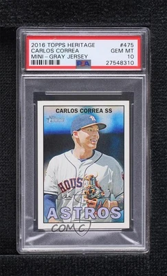 2016 Topps Heritage Mini /100 Carlos Correa #475 PSA 10 GEM MT - Image 1 of 2