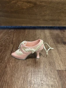 Miniature Victorian Style Pink & White Shoe Ornament Figurine 3” No Box - Picture 1 of 4