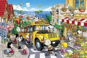 1000 Piece Jigsaw Puzzle PEANUTS Happy School Bus (50x75cm) - Picture 1 of 1