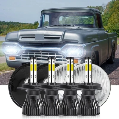 Par de faróis de LED 5,75" 5-3/4 redondos HI-LO para Ford F-100 F-250 F-350 1958-1960 - Imagem 1 de 4