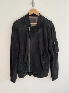 Chaqueta bomber Allsaints “Crescent” gamuza/cuero de oveja negra grande - Imagen 1 de 17
