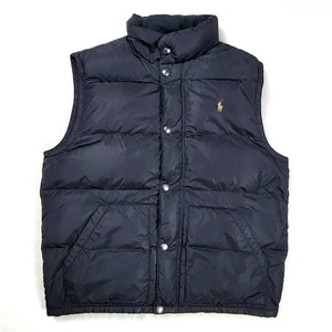 Vintage Polo Ralph Lauren Puffer Vest Uomo Taglia Large Blu Outdoor Preppy - Foto 1 di 13