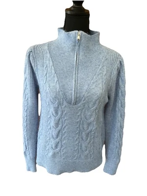 Suéter Grueso Azul Claro Loft Mujer Media Cremallera Difuso Y Cálido Talla Pequeña Foto 1 de 4
