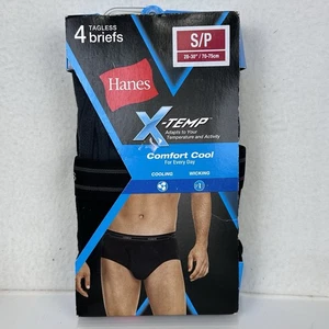 Hanes Men's X-TEMP Comfort Cool 4 Tagless Briefs Size Small 28-30” Black & Gray - Picture 1 of 6