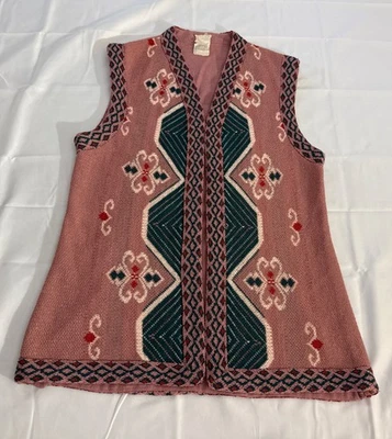 VTG Dusty Rose Sweater Vest Womens Sz Small Bohemian Design Well Made - Image 1 of 4