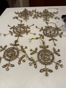 Balsam Hill Baumschmuck Antik 6 GOLD Schneeflocken 2 JE 5,5", 7,5", 9" SUPER - Bild 1 von 4