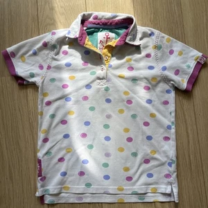 Girls Lazy Jack Short Sleeve Polo Shirt Age 9-10 polka dots Blue / Pink / White - Picture 1 of 5