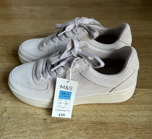 Leather Suede Shoes by M&S Light Pink Size UK5 NWT (RRP £55) - Picture 1 of 8