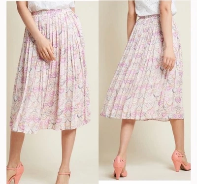 ModCloth Pleated Chiffon Midi Skirt in Seashells Size 2X - Image 1 of 4