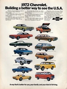 1972 Chevy All Cars w/ Corvette Camaro Malibu Vega Kammback Original Color Ad  - Picture 1 of 1