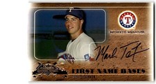 2005 Fleer National Pastime First Name Bases Autograph Gold Mark Teixeira Auto