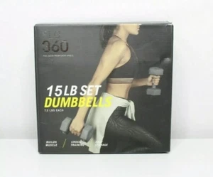New Flo 360 15LB Set Dumbbells 7.5 Pounds Each (pair) Grey - Picture 1 of 3