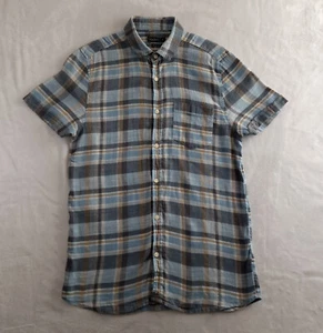 Camisa Peacocks Para Hombre Mediana Azul Cuadros Mezcla de Lino - Imagen 1 de 7