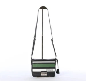 Prada S/S 2011 Green, Black, & White Saffiano Leather Striped Messenger Bag - Picture 1 of 8
