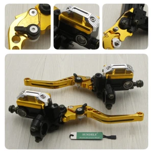 7/8'' Motorcycle Front Hydraulic Brake Master Cylinder Clutch Lever Gold 12.7mm - Picture 1 of 6