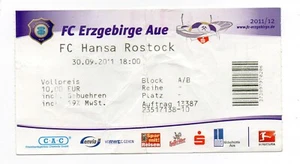 Eintrittskarte FC Erzgebirge Aue - FC Hansa Rostock 2011/12 - Bild 1 von 1