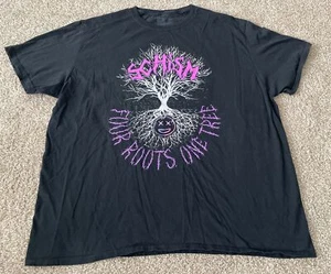 WWE Schism Four Roots One Tree Smiley Face Neon Wrestling Black T-Shirt Mens 2XL - Picture 1 of 5
