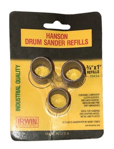 Paquete de 3 recambios para lijadora de tambor Hanson de 3/4" X 1" fina/mediana/gruesa cantidad industrial de EE. UU. - Imagen 1 de 1