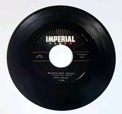 1957 Ricky Nelson Vtg 45 Vinyl Believe What You... & My Bucket's Got... Imperial - Image 1 of 4