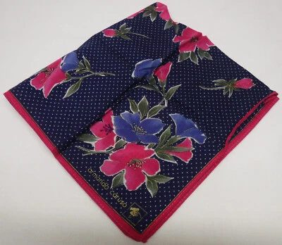 Pañuelo italiano Armando Caruso años 80 pañuelo azul y rosa floral, hecho en Italia Foto 1 de 4