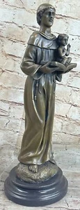 Estatua de San Antonio en Bronce sosteniendo Biblia y Niño Jesús Escultura Figura - Imagen 1 de 10