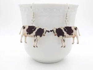 Realistic Cow Earrings - New 2d Farm Animal Themed Jewelry - Picture 1 of 10