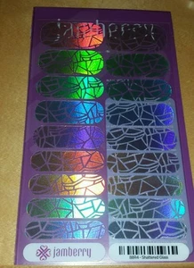 JAMBERRY NAILS ~ Shattered Glass ~ Exclusive Full Sheet ~ Holographic Nail Wraps - Foto 1 di 2