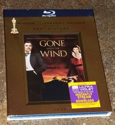 NEW Sealed GONE WITH THE WIND 70th Anniv. BLU-RAY + Ultra Violet UV w/ SLIPCASE - Image 1 of 4