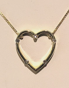 Roberto Coin Classica Parisienne 18k Yellow Gold And Diamond Heart Pendant 16.5" - Picture 1 of 11